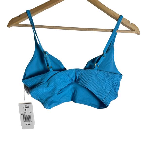 L*Space Pointelle Rib Winnie Island Blue V-Neck Bikini Swimsuit Top D Cup - Picture 9 of 9
